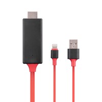 Hytech HY-XO53 Görüntü Aktarıcı Kırmızı/Siyah Lightning to HDMI  USB 2m Mobil Telefon Uyumlu Kablo