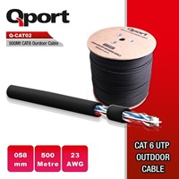 QPORT CAT6 Utp 23AWG Siyah 500m Outdoor Makaralı Kablo Q-CATO2