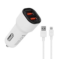 S-link SL-EC30L iPhone Lightning Kablolu 3.4A 2 USB Beyaz Araç Şarj Cihazı