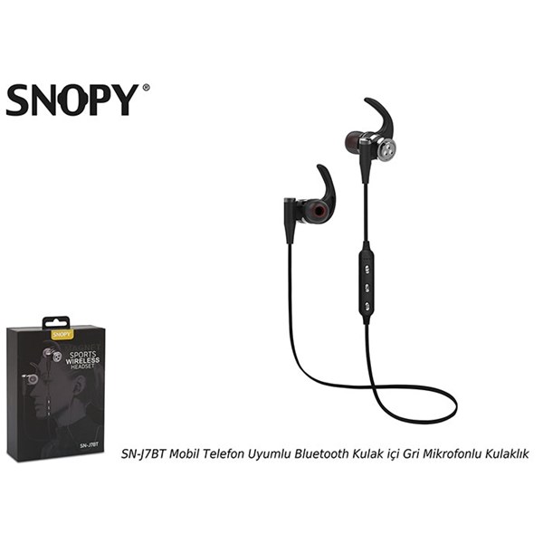 Snopy SN-J7BT Gri Mobil Telefon Uyumlu Bluetooth Kulak içi Mikrofonlu Kulaklık