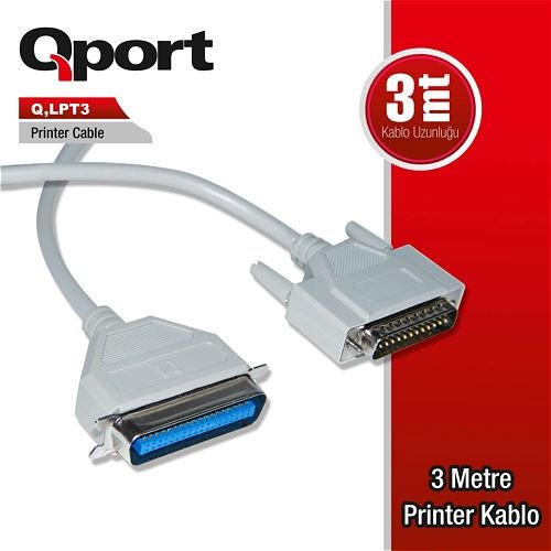 QPORT Q-LPT3 3metre Paralel Yazıcı Kablosu