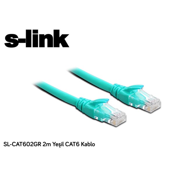 S-link SL-CAT602GR 2m Yeşil CAT6 Patch Kablo