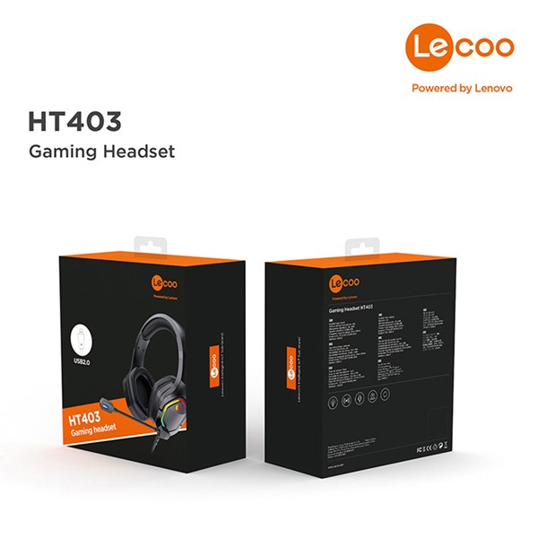 LENOVO LECOO HT403 Stereo USB RGB Led Aydınlatma Siyah Gaming Mikrofonlu Kulaklık