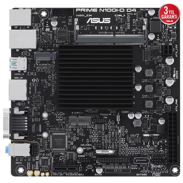ASUS PRIME N100I-D D4-CSM WIFI DDR4-Intel N100 Tümleşik İşlemcili Kurumsal Anakart