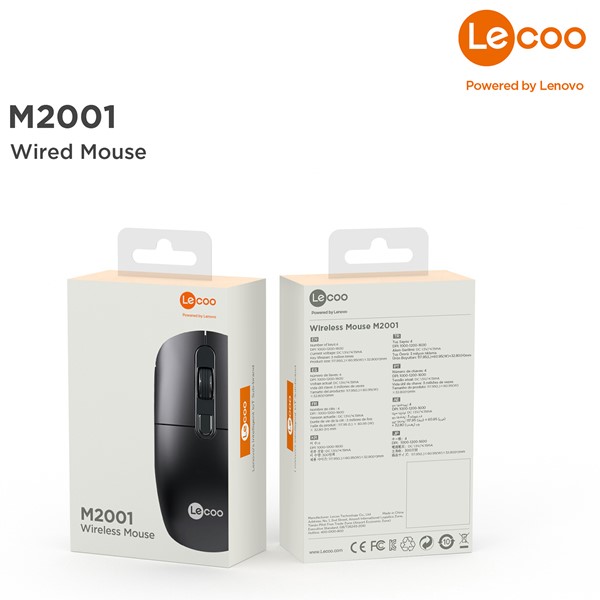 LENOVO LECOO M2001 Kablosuz 1600dpi Optic Siyah Mouse