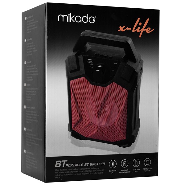 Mikado MD-3BT X-Life 3W 1000mA 3.7V Siyah USB/SD Cart/Bluetooth Taşınabilir Speaker Hoparlör