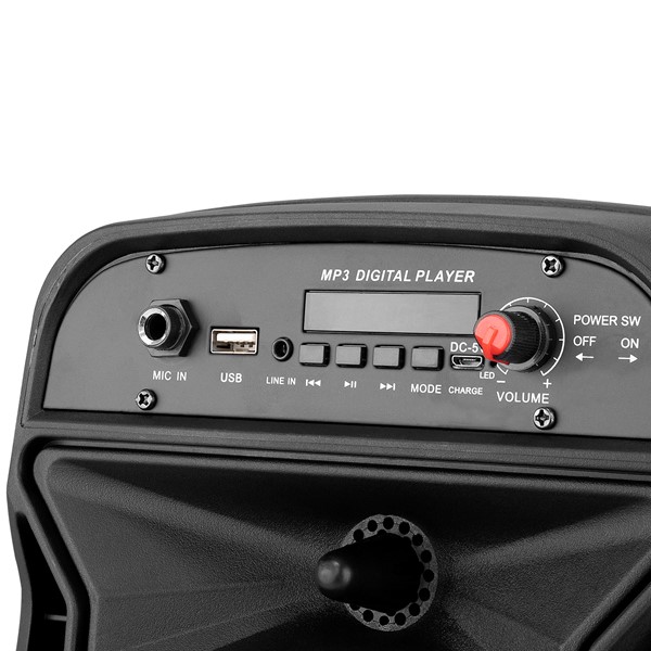 Mikado MD-814KP 15W, 3.7V1200mAh Siyah Kablolu Mikrofon AUX /USB/TF/Bluetooth FMli LED Işıklı Speaker
