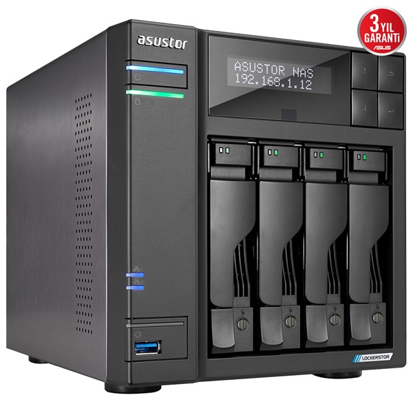 ASUSTOR LOCKERSTOR 4 Gen2 AS6704T CELERON N5105-4GB RAM-4diskli Nas Server Disksiz