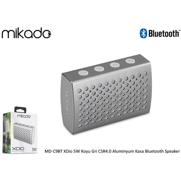 Mikado MD-C9BT XDio 5W Koyu Gri CSR4.0 Aluminyum Kasa Bluetooth Speaker