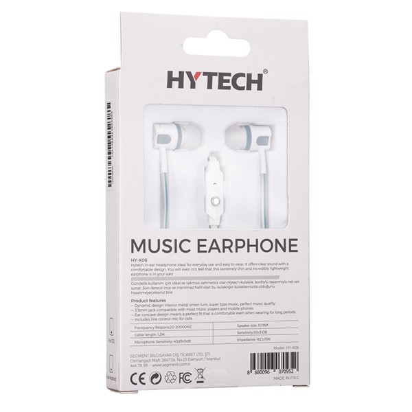 Hytech HY-X06 Mobil Telefon Uyumlu Beyaz/Mavi Kulak İçi Mikrofonlu Kulaklık