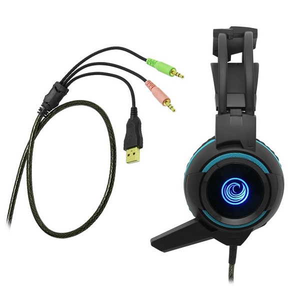 GAMEMAX FHP-G1475B 4D USB 3.5mm Jack Led Aydınlatma Siyah/Mavi Gaming Mikrofonlu Kulaklık