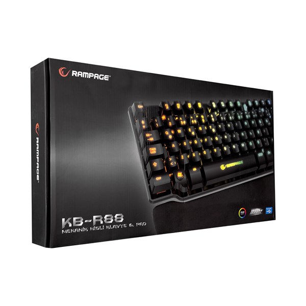 RAMPAGE KB-R88 GAMEZONE USB Q Trk RGB Led Aydınlatmalı Mekanik Hisli Siyah Gaming Klavye Kutu Açık Outlet