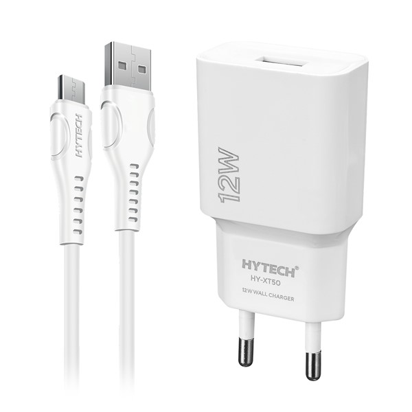 Hytech HY-XT50M 12W 5V 2.4A Micro USB Kablolu Beyaz Kablo  Ev Şarj Adaptör