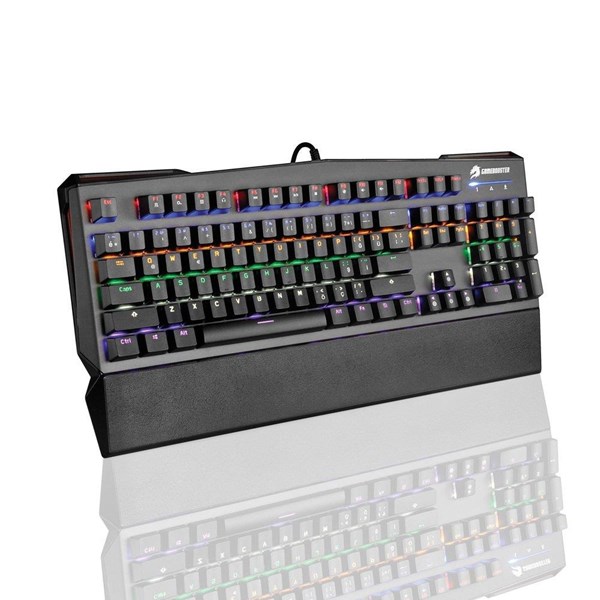 GameBooster GB-G7 USB Q Trk Rainbow Aydınlatmalı Mekanik Mavi Switch Bilek Destek Padli Siyah Gaming Klavye