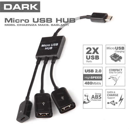 DARK 80cm DK-AC-USB2MICRO2 USB OTG Kablo Siyah