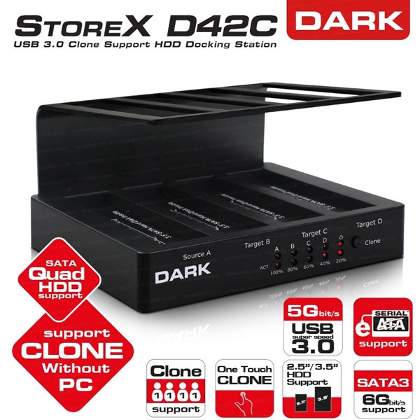DARK 2.5,3.5 USB 3.0 DK-AC-DSD42C Sata Harddisk Dock Beyaz