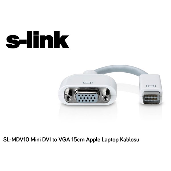 S-link SL-MDV10 Mini DVI to VGA 15cm Apple Laptop Kablosu