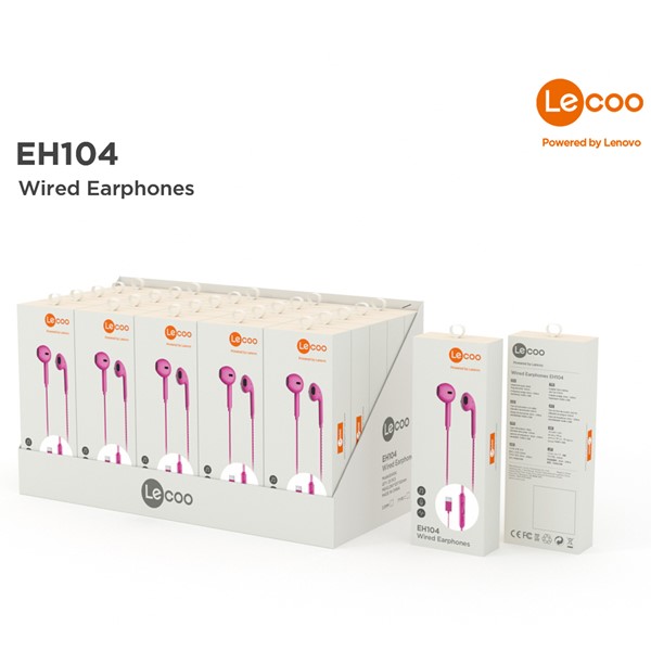 LENOVO LECOO EH104PR Stereo 3.5mm Jack PEMBE Kulak İçi Mikrofonlu Kulaklık