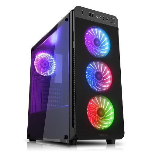 PowerBoost 12cm Rainbow Siyah 18x LED RGB 3lü Kasa Fanı Kiti 6pin Hız Kontrollü