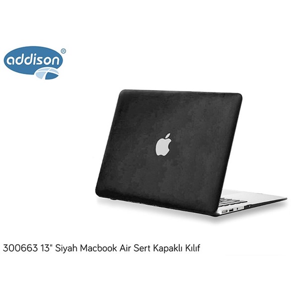 Addison 300663 13 Siyah Sert Kapaklı Kılıf Macbook Air