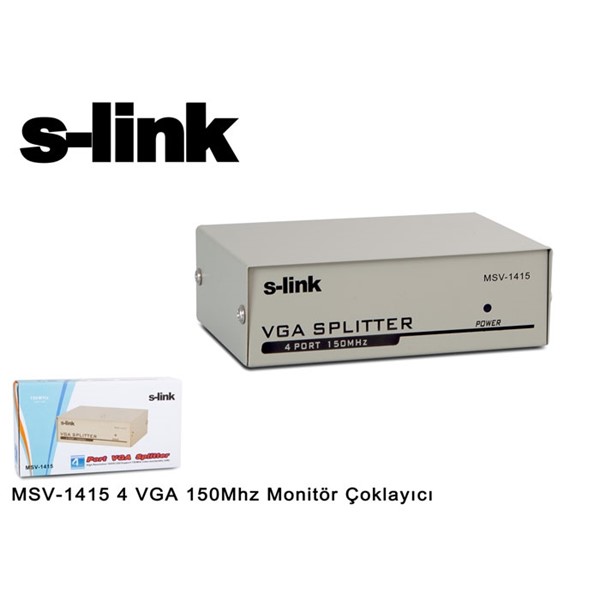S-LINK 4port MSV-1415 2x 15pin DSub 1920x1440 150mhz Vga,Video Splitter