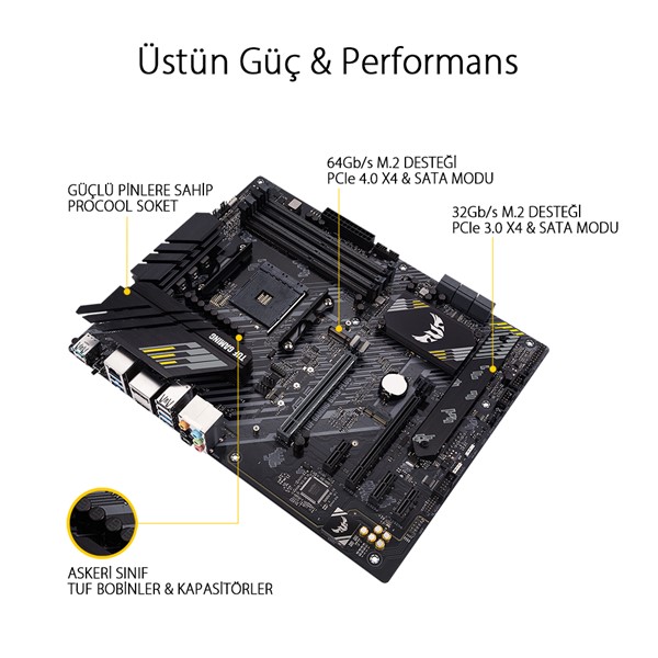 ASUS TUF B550-PLUS GAMING DDR4 HDMI DP PCIe 16X v4.0 AM4 ATX