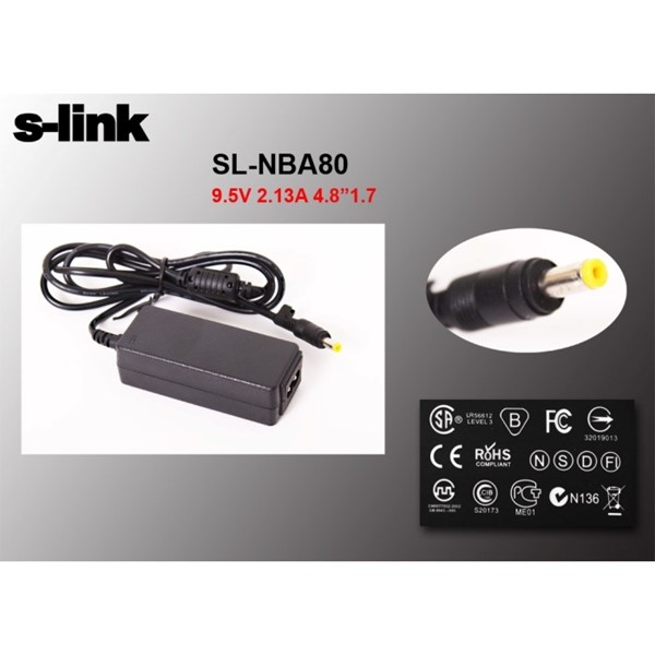 S-link SL-NBA80 22W 9.5V 2.315A 4.8x1.7 Asus Netbook Standart Adaptör