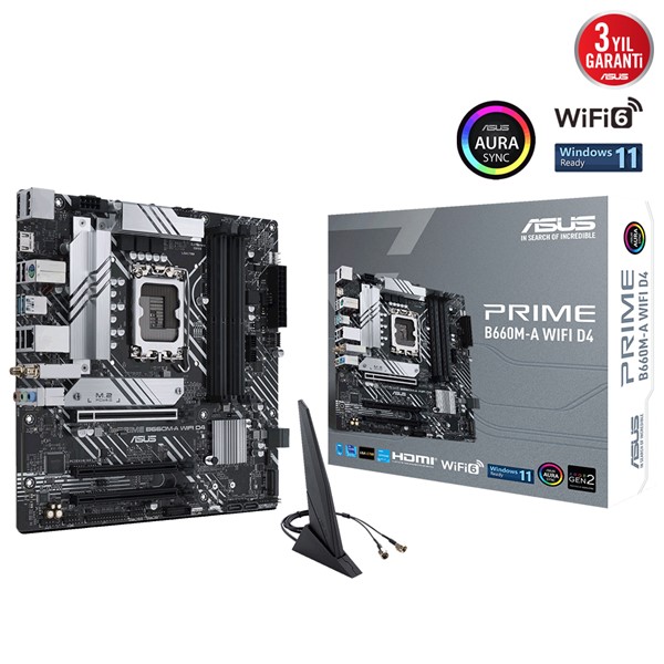 ASUS PRIME PRIME B660M-A WIFI D4 DDR4 M2 PCIe NVME HDMI DP PCIe 16X v4.0 1700p mATX