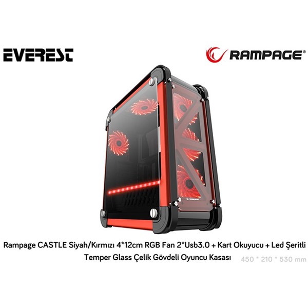 RAMPAGE castLE Çelik Gövdeli Gaming PC Kasası