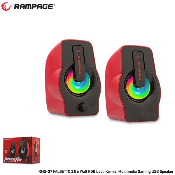RAMPAGE RMS-G7 Falsetto 11 USB Kırmızı 6w Hoparlör RGB Ledli