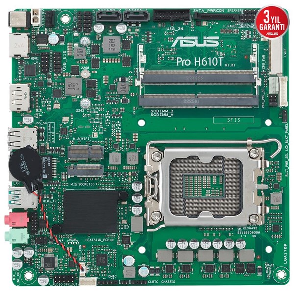 ASUS PRO H610T-CSM DDR5 HDMI-DP PCIE 4.0 1700p mATX KURUMSAL ANAKART
