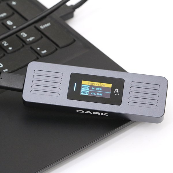 DARK DK-AC-DSEM6 USB3.2 Gen2 Type-C - M.2 NVMe  SATA NGFF SSD LED Dokunmatik Ekranlı Disk Kutusu 