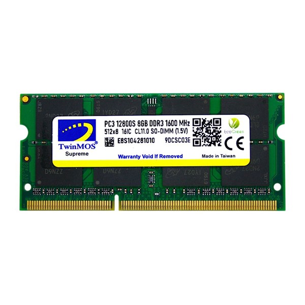 TWINMOS 8GB DDR3 1600 MHz NOTEBOOK RAM MDD38GB1600N 1.5volt