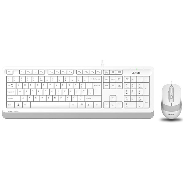 A4 TECH F1010 USB Q Trk Optic Mouse Beyaz/Gri Standart Klavye - Mouse Set