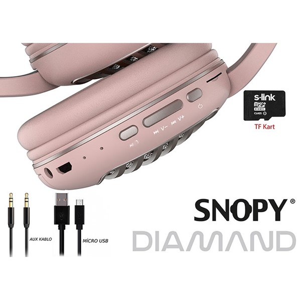 Snopy SN-BT55 DIAMOND TF Kart Özellikli Beyaz Bluetooth Kulaklık