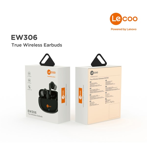 LENOVO LECOO EW306 Bluetooth Siyah Şarj Kutulu TWS Kulak İçi Mikrofonlu Kulaklık