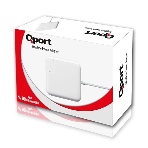 QPORT Q-MCS140 Apple Macbook 14.5v 3.1amper Beyaz MAC Şarj Adaptörü Magsafe1 60W