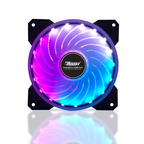 PowerBoost 12cm Rainbow Siyah 18x LED RGB 3lü Kasa Fanı Kiti 6pin Hız Kontrollü