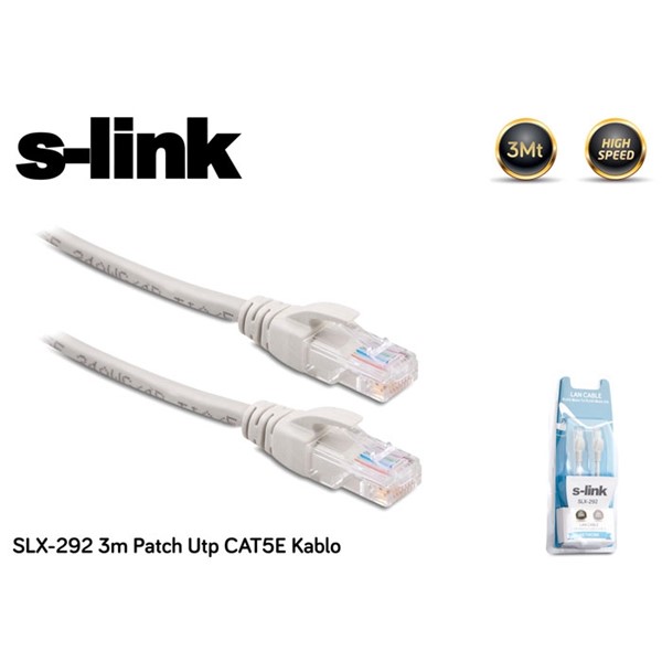 S-link SLX-292 3m Patch Utp Gri CAT5E Patch Kablo