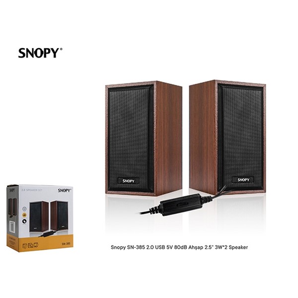 Snopy SN-385 2.0 USB 5V 80dB Ahşap 2.5 3Wx2 Speaker