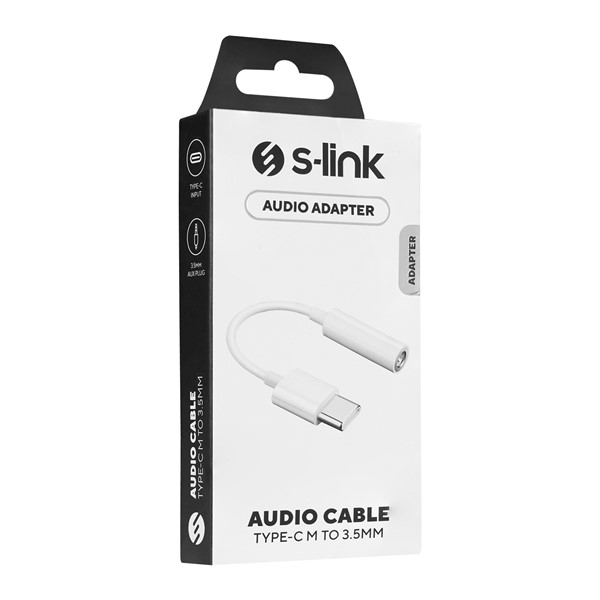 S-link SL-TA50 Beyaz Type-C M to 3.5mm Audio F 20cm Çevirici